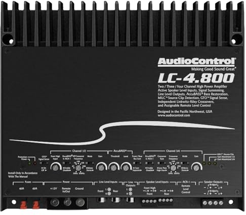 AudioControl LC-4.800 800W RMS 4-Channel DSP Matrix Car Amplifier with AccuBASS – High-Power Full-Range & Subwoofer Performance, Low-Distortion Premium Audio Upgrade