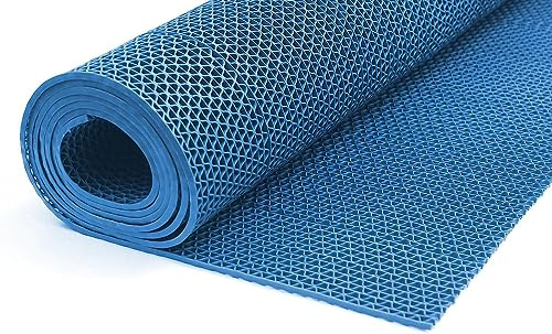 Bodenmatte in 4 Farben Saunaläufer Duschmatte Antirutschmatte Meterware 90 und 120 cm (90cm Blau)