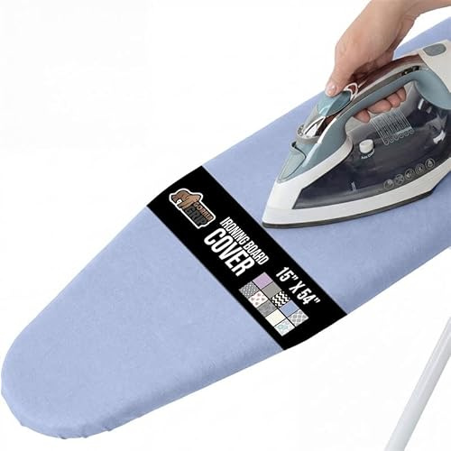 GORILLA GRIP The Original Ironing Board Cover and Pad, Silicone Coating, 400°F Scorch Resistant Thick Padding, Heavy Duty Iron Covers Standard Boards, Hook and Loop Fastener Strap, Blue 15x54