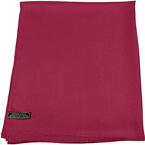 CJ Apparel Bufanda con flecos, estilo Pashmina, con diseño sólido y color, pañuelo, estola, manto, cubrecabeza, cubrecara, nueva, rosa fucsia, Talla única