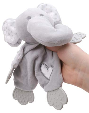 Toyland Doudou éléphant 23 cm x 22 cm - avec Aide à la Dentition - Peluche Douce - adapté dès la Naissance