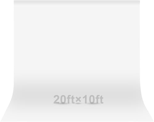 Emart Fotostudio 3 x 6 m vit bakgrundsskärm, sömlös chromakey bakgrund muslin bakgrundsskärm med 4 spikklämmor för fotografering