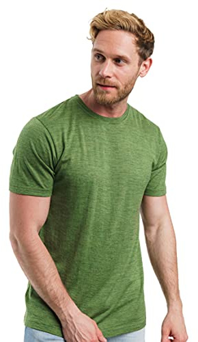 100% Merino T-Shirt Herren Kurzarm - Sport Shirt Männer Wolle, Merino Unterwäsche Herren (X-Large, Olive Green)