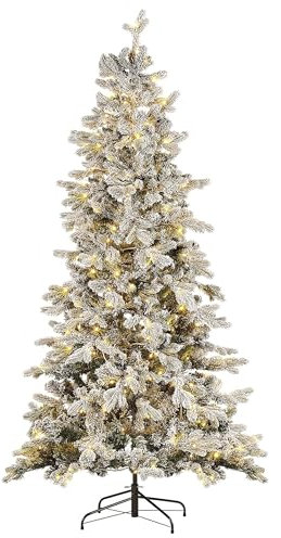 Künstlicher Weihnachtsbaum schneebedeckt 210 cm mit LED-Beleuchtung weiß Tatlow