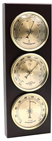 RUNLAIKEJI Barometro da parete 3 in 1, termometro, igrometro, telaio in legno, barometro da appendere, adatto per interni ed esterni