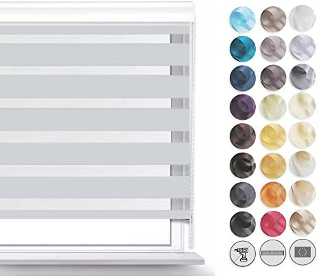 Premium Rollos für Fenster Ohne Bohren I Doppelrollo Klemmfix Ohne Bohren I Fenster Rollos für Innen I Rollo 115x120cm - Hellgrau