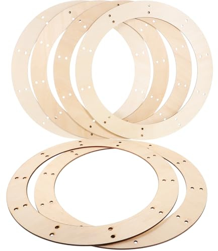 OUNONA 6 Stück Runder Holzkranzrahmen für Bastelarbeiten Rustikaler Kranz für Weihnachtskranz und Outdoor Dekoration Terrasse oder Flur