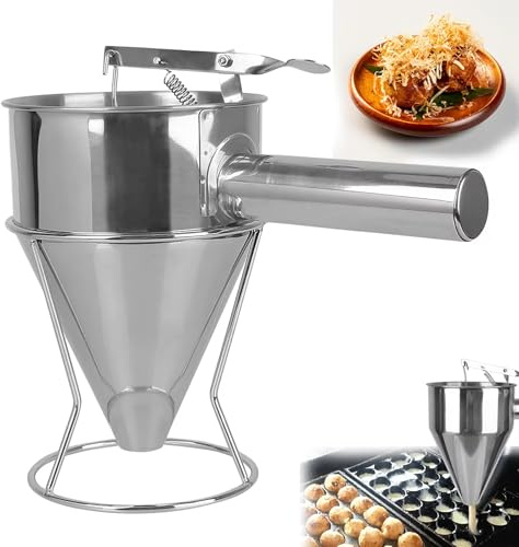 FfiMe Stainless Steel Pancake Dispenser, 1200Ml Professional Cake Desserts Making Funnel Pancake Waffle Batter Dispenser, for Home Kitchen Bakery Use