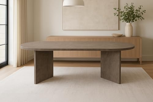 SAM Ovaler Esstisch Ovi 204x90 cm Holz-Optik grau gerade Kante V-Form | 40 mm Tischplatte, Tischbeine, Esszimmertisch