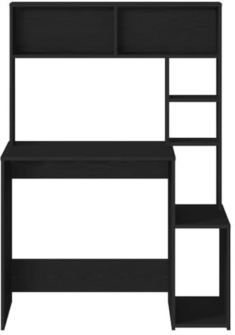 HEFZGDB Schreibtisch mit Regal Schwarz 100x45x140 cm Holzwerkstoff Arbeitstisch Gaming Schreibtisch Esstisch Klein Konferenztisch für Küche Schlafzimmer Wohnbereich Arbeitszimmer