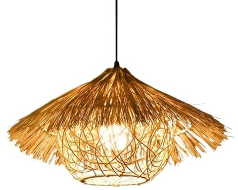 Pendelleuchte Für Den Außenbereich, Hängelampe, Rattan,-Pendelleuchte, Korblampenschirm, Handgewebt, Vogelnest-Laternenleuchten, Große Rattanlampen Für Wohnzimmer, Korbleuchte Für Esszimmer, Eingangsb
