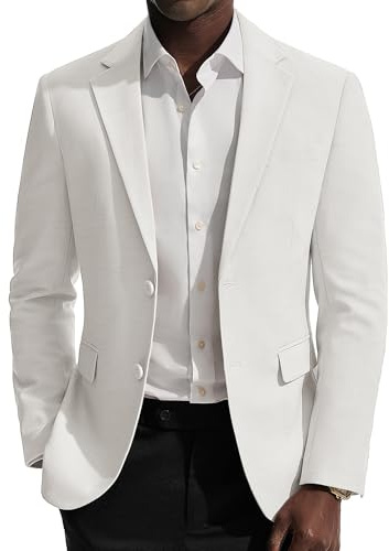 PJ PAUL JONES Chaqueta de hombre 2 botones Sakko de verano Sakko deportivo Blazer de lino, Blanco, XL