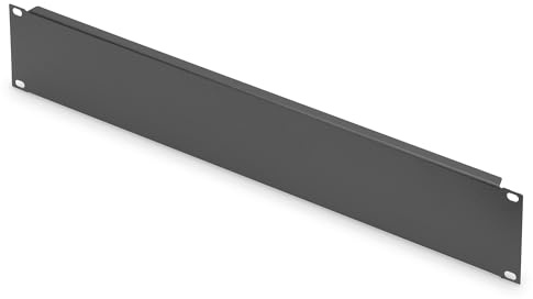 DIGITUS DN-19 BPN-02-SW, Tapa ciega de 19 pulgadas 2U, Tapa para armarios de red y servidores, Con material de fijación, Chapa de acero, Con recubrimiento en polvo, Negro