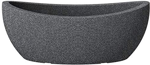 Scheurich Wave Globe Jardiniere, ovale Pflanzschale aus Kunststoff, Schwarz-Granit, 58 cm lang, 24 cm breit, 23 cm hoch, 15 l Vol.