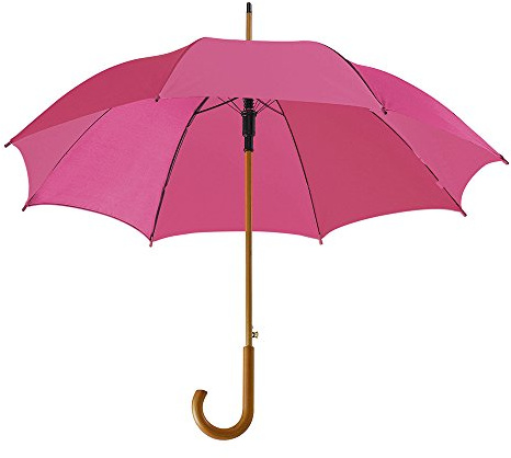eBuyGB Automatic Opening Classic Wooden Crook Handle Large Umbrella Rainproof for Men and Women Umbrella Windproof Strong - Pink 41.5 Inch / 105cm Span 90cm Length