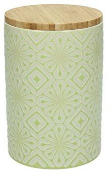 Tognana Vorratsdose Amira, 950 ml., 15 cm hoch, Keramik, Limette-weiß, wundervoll gearbeitete Struktur, mit tollem Dekor