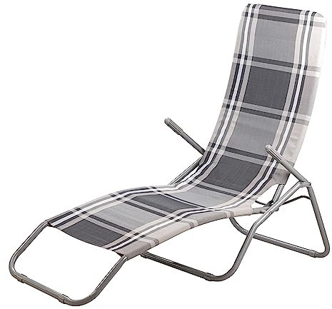 DEMA Kippliege Sonnenliege Gartenliege Strandliege Liege Virginia Beach grau kariert