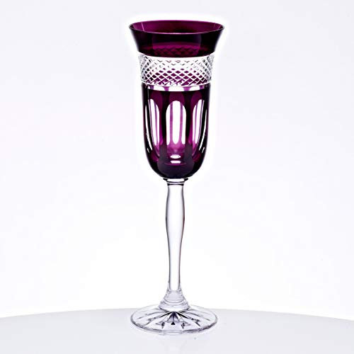CRISTALICA Champagnerkelch Sektkelch 150ml amethyste Retro Kelch Kristallglas geschliffen