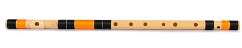 Radhe Flutes | G Sharp Right Handed Base Bansuri | Black & Orange| Tuned With Tanpura A=440Hz | PVC Flute + Hindi & English Flute Lessons