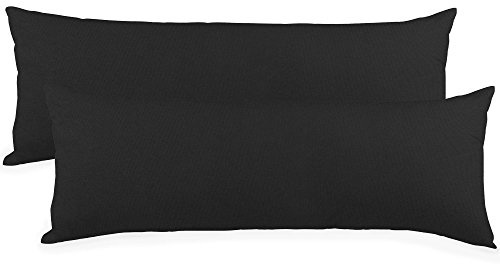 aqua-textil Classic Line Baumwoll Kissenbezug 2er-Set 40 x 145 cm schwarz e Seitenschläferkissen Bezug Kissenhülle. Kopfkissenüberzug. Pillowcase. Bettkissen. Kopfkissenbezug. Reißverschluss