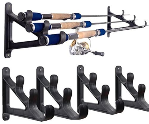 Croch Horizontal Wand Rutenhalter Rod Rack für 3 Angelruten (Zwei Paar)