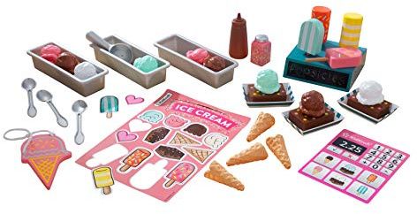 KidKraft Eisdielen Spielset mit Eistüten, Brownies und Magneten für die Kinderküche, Spielzeuglebensmitteln für Kinder, Spielküche Zubehör, Spielzeug für Kinder ab 3 Jahre, 53539