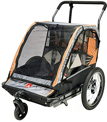 Allen Sports Deluxe Steel 2-Child Bicycle Trailer and Stroller, Model AS2-O, Orange
