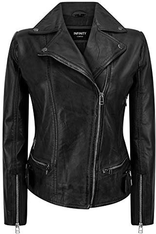 Infinity Leather Damenjacke 100% Echtleder Slim Fit Biker Design Rabatt Preis
