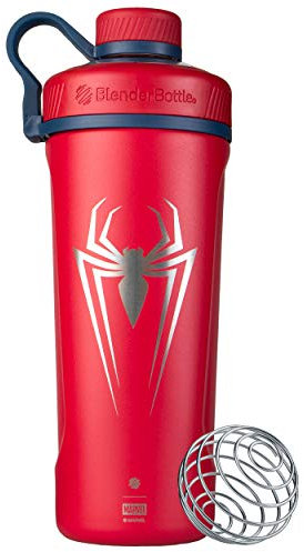 BlenderBottle Marvel Comics Radian Edelstahl Trinkflasche 770ml, Thermoflasche mit BlenderBall, geeignet als Wasserflasche, Protein Shaker und Fitness Shaker, BPA frei, Spider-man Spider, C03876