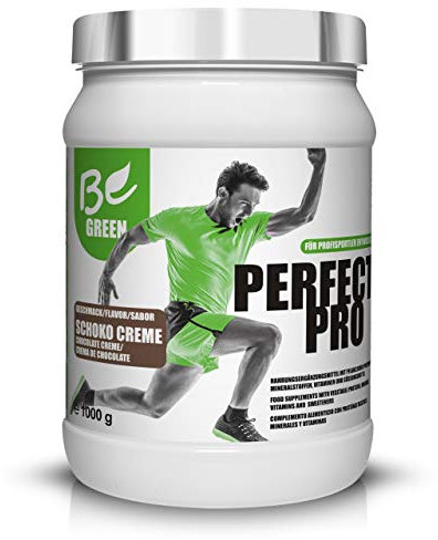 BeGreen Perfect Pro 1kg, Vegan-Leistungs-Protein, EAA & BCAA + Vitaminkomplex, Reis-Erbsen-Leinsamen-Proteinpulver Schoko Creme, laktosefrei, glutenfrei ohne Zuckerzusatz, ersetzt Whey Protein