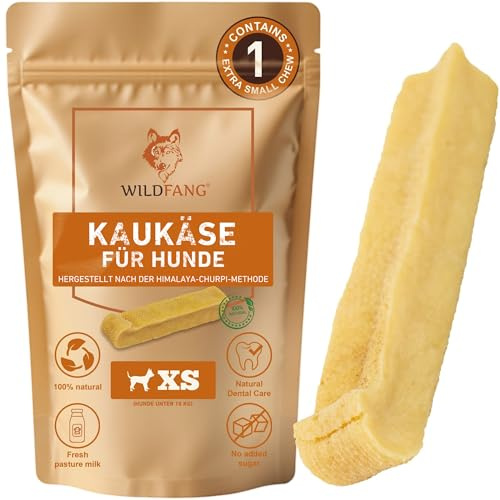 Wildfang® Fromage de Yak, Jouet pour Chien à Mâcher X-Petit pour Chiens de moins de 10kg – Bâtonnet Dentaire Dureté Fromage de l'Himalaya Churpi Friandise d'Éducation Chiot et Chien, env 21g, Lot de 1