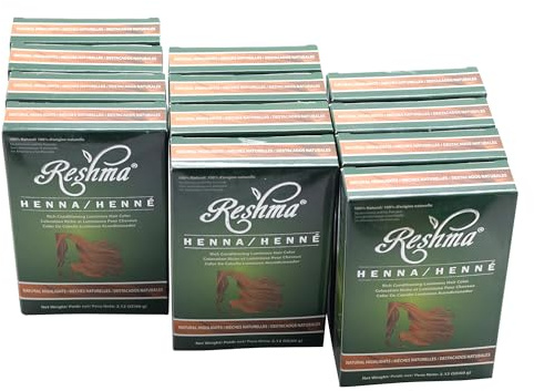 Reshma Beauty 30 Minute Henna Hair Color Infused with Organic Henna Lawsonia Inermis 100% Gray Coverage for Soft, Shiny Hair, Plant-Based Hair Dye—25.44 oz Pack of 12 (Highlights)