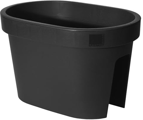 Spetebo Balkon Geländer Blumentopf in anthrazit - 40 cm x 26 cm - Pflanztopf Blumenkübel Geländertopf oval