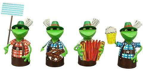 Klocke Dekorationsbedarf Juego de 8 taburetes de Valla – Poste/Valla de Metal – Decoración de jardín – Figuras de Animales/Figuras de jardín (Ranas Festivas)
