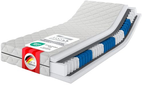 MSS e.K. Tonnentaschenfederkernmatratze Medic Plus | 70x180 cm | Härtegrad H2 | ergonomische 7 Zonen Matratze | Höhe ca. 21 cm| Oeko-Tex Zertifiziert | Made in Germany
