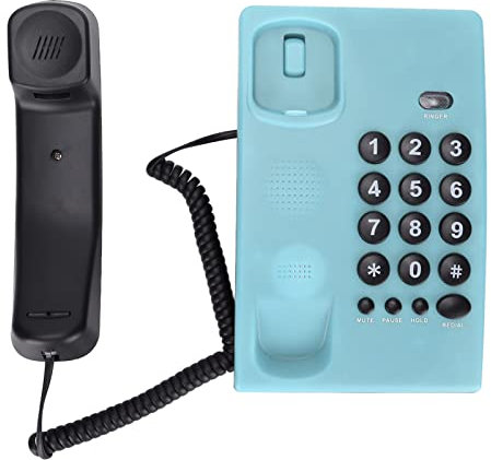 Yunseity Telefono con Filo, Telefono Fisso da Tavolo, Senza Batteria, Colore Unico, Telefoni Fissi per Casa D'ufficio per la Casa(Blu)