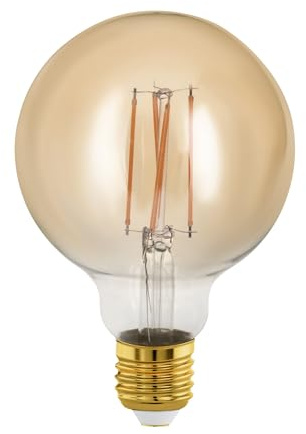 EGLO E27 LED Lampe dimmbar, Golden Vintage Deko Glühbirne, Globe Leuchtmittel Retro, 4 Watt (entspricht 28 Watt), 300 Lumen, warmweiß, 1700 K, Edison Birne G95, Ø 9,5 cm
