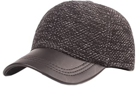 Lifup Herren Kunstleder Baseballkappe mit Ohrenklappen Winter Herbst Schirmmütze Schiebermütze Grau 3 One Size