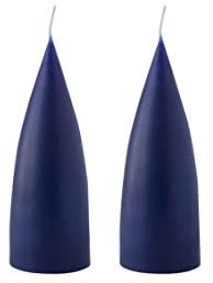Kunstindustrien® Stumpenkerzen, Hergestellt in Dänemark, 43 Farben verfügbar, Kegel Kerze, Durchgefärbte Stumpenkerze lange Brenndauer von 15 Stunden, Kerzen Deko, 2 Stück, 6,5 x 16cm (Antikblau)