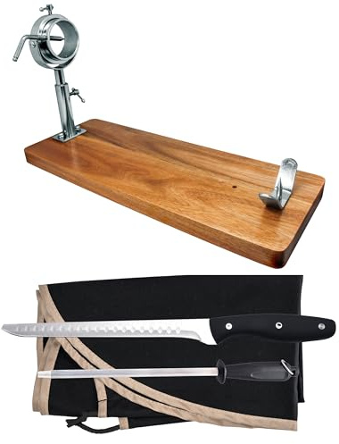NERTHUS Rotating and Telescopic Ham Holder + Black Ham Cover + Manual Sharpener + Ham Knife