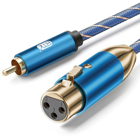 EMK XLR zu RCA Kabel Subwooferkabel XLR Buchse zu RCA Stecker (1m) | Cinch Kabel Mikrofonkabel Koaxial Audiokabel MIC Adapter für DVD, Lautsprecher, TV, Mischpult, Verstärker