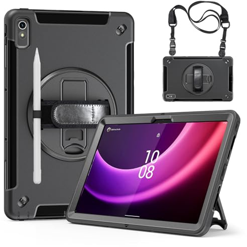 Junfire Funda para Lenovo Tab P11 de 2ª generación de 11,5 pulgadas (TB350FU/TB350XU), resistente a los golpes, con soporte giratorio de 360°, correa de mano y correa para el hombro para Lenovo Tab