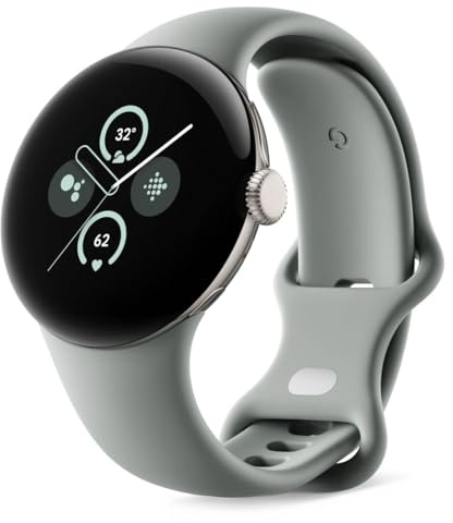 Google Pixel Watch 2 with the best of Fitbit Heart rate tracking, stress management, safety features – Android smartwatch – Champagne Gold Aluminium Case – Hazel Active Band – LTE
