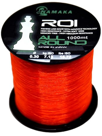 Namaka® ROI Fluorocarbon Coating Angelschnur All Round MT 1000 Durchmesser 0,20 bis 0,80 (Ø 0,45 mm - 14,95 kg - 1000 m, Monofil ROI Orange)