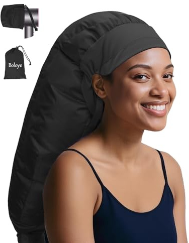 Boloye Hair Dryer Bonnet Attachment – 28.5 XL Hooded Dryer Cap for Faster Drying & Deep Conditioning, Extra-Large Space Fits Thick, Curly Hair & Styling Tools (Black, Extra Large)