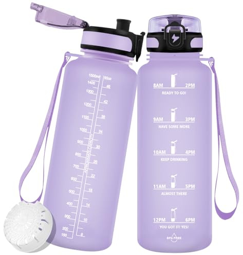 Vikaster Unisex-Adult SDG-ZY-1500ML Sport Auslaufsicher, BPA Frei, Trinkflasche für Yoga, Fitness, Camping, Outdoor, Lila 1.5L, 1500ml