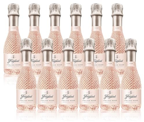 Freixenet Italian Sparkling Rosé Wine Mini Bottles (12 x 20cl) Elegant Blush Rosé (ABV 11.0%) Fruity Sparkling Wine Gift Set for Women | Iconic Pink Fizz | Rose Wine Case of 12 | Made in Italy