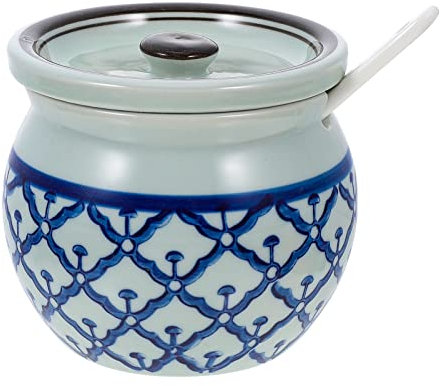 MAGICLULU 1 Satz Öltank Gewürztöpfe Retro Gewürzhalter Zuckertopf Salzstreuer Gewürze Haushaltsölkanister Salzbehälter mit Deckel Hohe Kapazität Lagertank Schmalz kann Gewürzglas Keramiktopf