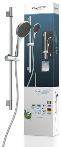 Schütte 64991 Capri Asta doccia e doccetta | Soffione doccia con soffione regolabile in 3 posizioni | Set doccia con colonna doccia | Soffione doccia con tubo e supporto | Pannello doccia a pioggia |