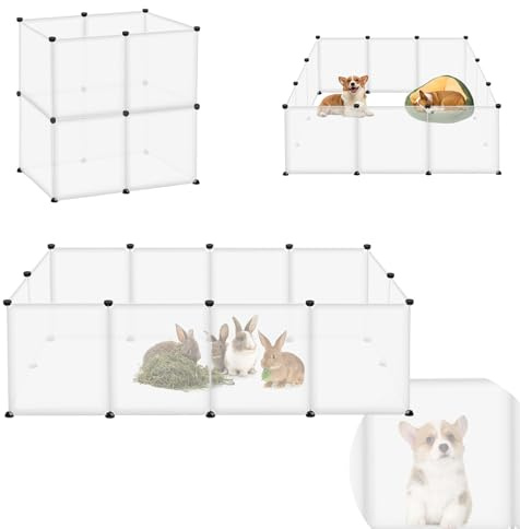 ORHEYA Recinzione esterna per conigli in plastica senza porta per porcellini d'India recintata per piccoli animali gabbia per piccoli animali 145 x 75 x 48 cm